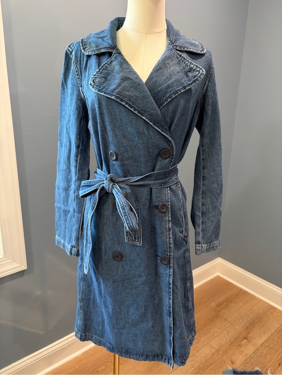 GAP Jackets & Blazers - GAP Denim Belted Trench Coat Jacket Small Dark Wash NWT Chambray